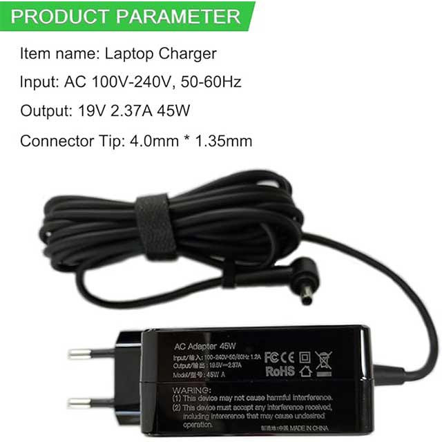 19V 2.37A 45W ADP-45BW Replacement Charger Adapter for ASUS Zenbook