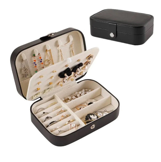 Portable Jewelry Organizer Box – Travel Jewelry Storage Case for Rings, Earrings & Necklaces