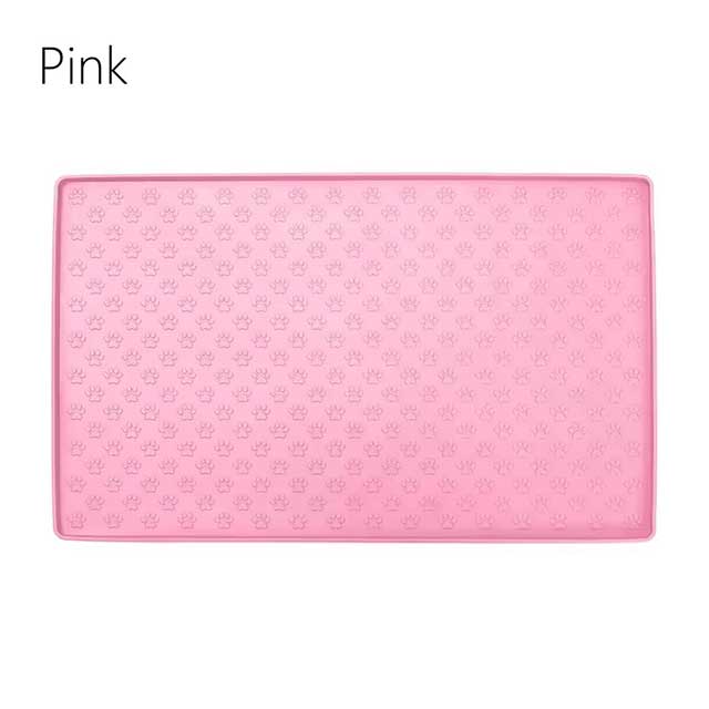 Tapis d'alimentation en silicone à motif empreintes de pattes (1 pièce) – Anti-fuites et anti-éclaboussures pour chats et chiens, facile à nettoyer