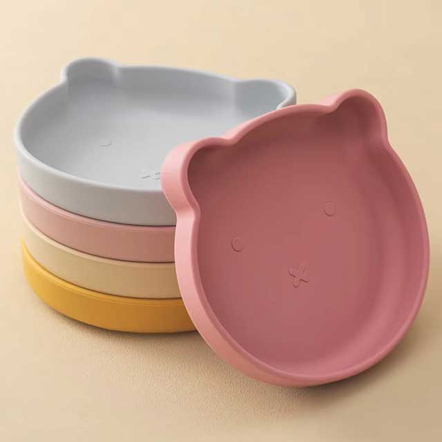 1PC Silicone Baby Suction Plate – Cartoon Bear Shape Baby Feeding Dish for Toddlers | Non-Slip Training Plate & Food Storage Tableware