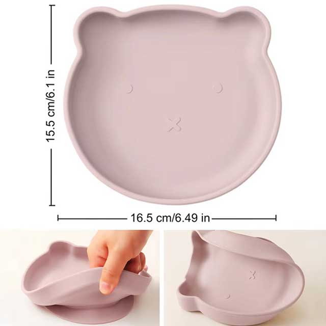 1PC Silicone Baby Suction Plate – Cartoon Bear Shape Baby Feeding Dish for Toddlers | Non-Slip Training Plate & Food Storage Tableware