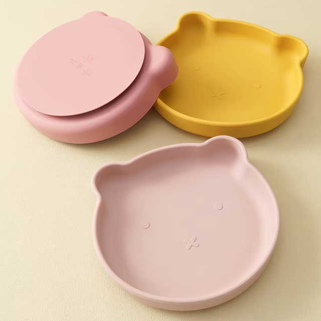 1PC Silicone Baby Suction Plate – Cartoon Bear Shape Baby Feeding Dish for Toddlers | Non-Slip Training Plate & Food Storage Tableware