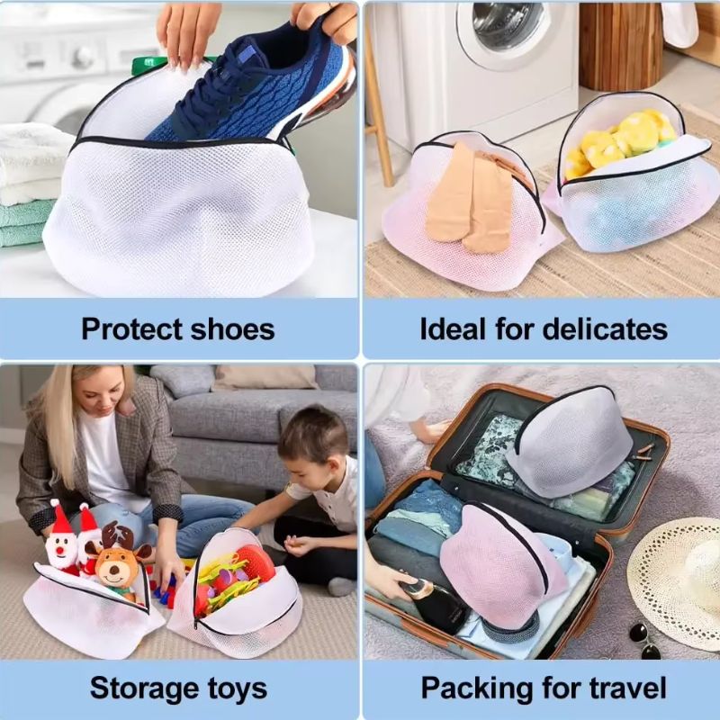 1PC Mesh Laundry Washing Bag with Zipper – Durable Shoe & Clothes Protector, Delicates Wash Bag, Portable Travel & Storage Organizer