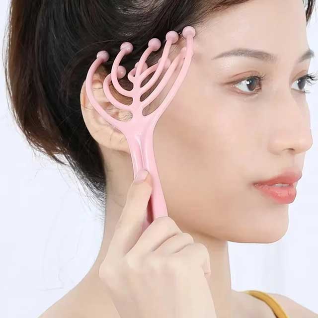 1Pc Head Massager – Handheld Scalp & Neck Comb Roller with 9 Claw Steel Balls for Stress Relief & Hair Care