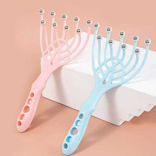 1Pc Head Massager – Handheld Scalp & Neck Comb Roller with 9 Claw Steel Balls for Stress Relief & Hair Care