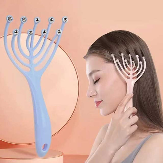 1Pc Head Massager – Handheld Scalp & Neck Comb Roller with 9 Claw Steel Balls for Stress Relief & Hair Care
