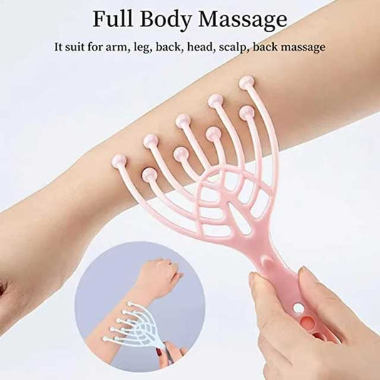 1Pc Head Massager – Handheld Scalp & Neck Comb Roller with 9 Claw Steel Balls for Stress Relief & Hair Care