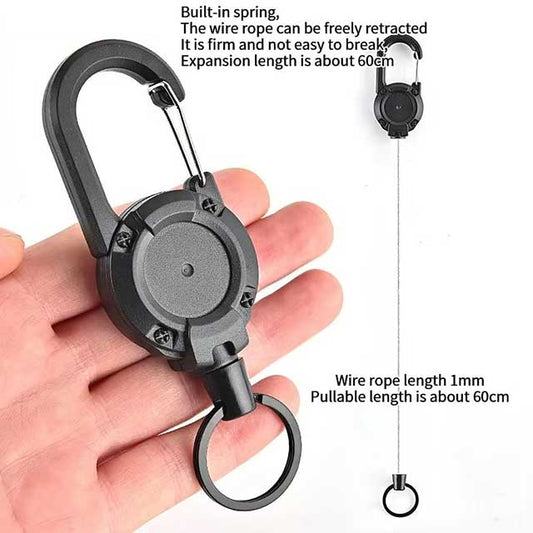 1Pc Retractable Keychain with Anti-Theft Metal Buckle – Elastic Key Ring for Ski Pass, ID Card, Yoyo & Keys