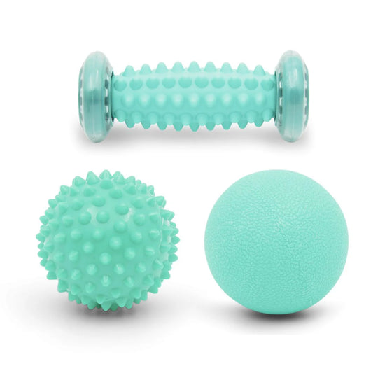 3-in-1 Massage Roller Ball Set – Spiky Trigger Point Massage Ball & Foot Muscle Relaxation Roller for Yoga, Fitness & Recovery