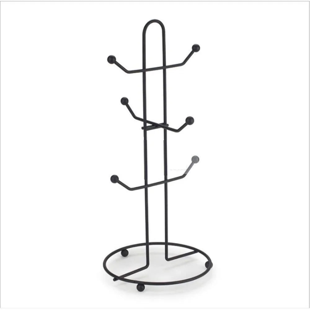 Support de tasses en fer forgé – Organisateur de 6 tasses à thé et café pour plan de travail de cuisine