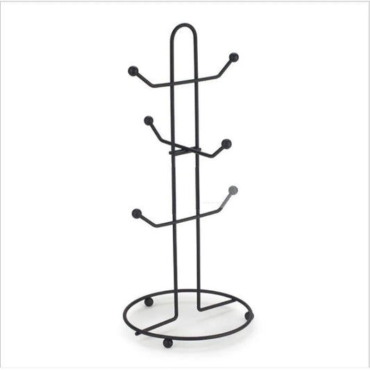 Wrought Iron Mug Holder Stand – 6 Cup Tea & Coffee Mug Rack Organizer for Kitchen Countertop