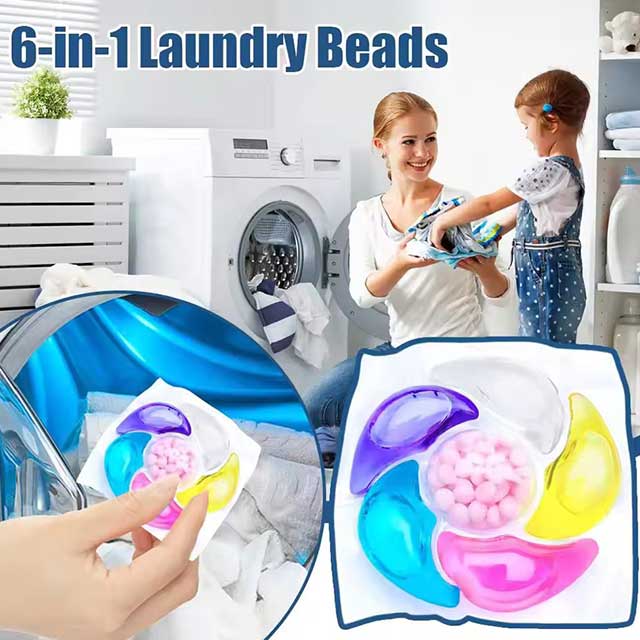 1PC 6-in-1 Laundry Beads – Water-Soluble Softener, Detergent & Long-Lasting Fragrance Enhancer for Fresh Laundry