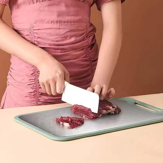 Dual-Purpose Cutting Board – Stainless Steel & Plastic Double-Sided Chopping Board for Vegetables & Meat