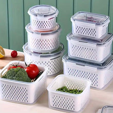 1pc Double-Layer Refrigerator Fresh-Keeping Box with Draining Basket – Dual-Use Food Storage Box for Freezing & Draining, Four-Sided Lock Buckle & Built-In Sealing Ring