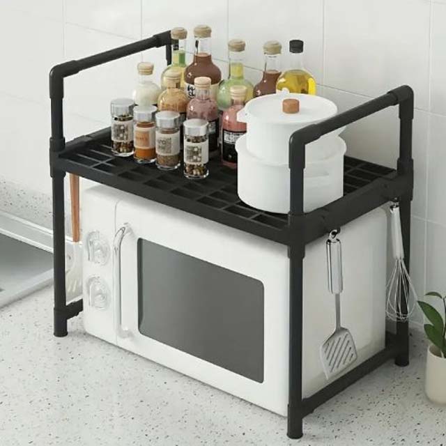 Modern Multi-Functional Kitchen Storage Rack – Floor-Mounted Organizer Shelf for Spices & Condiments