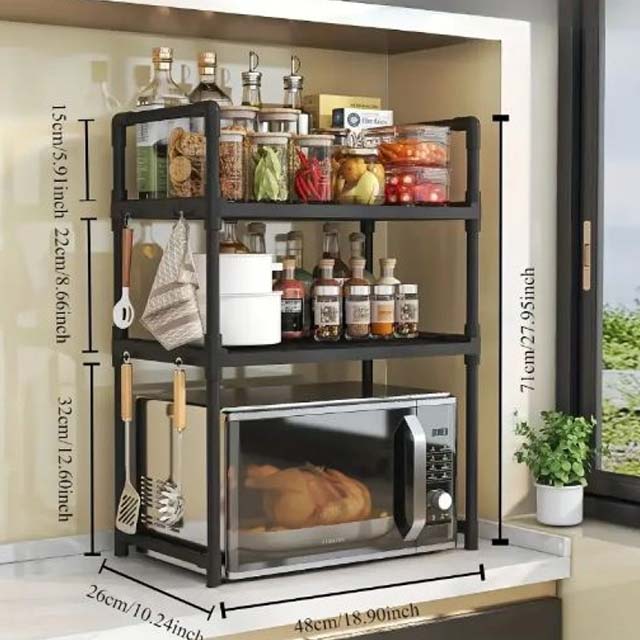 Modern Multi-Functional Kitchen Storage Rack – Floor-Mounted Organizer Shelf for Spices & Condiments