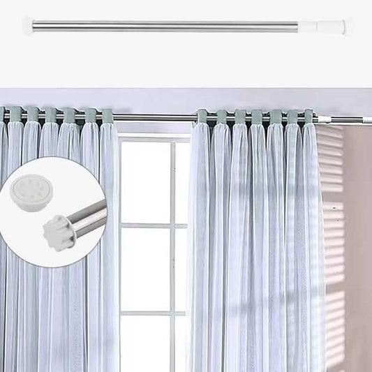 1pc Free Punching Telescopic Shower Curtain Rod – Stainless Steel Clothes Drying & Wardrobe Hanger Rod for Bathroom & Curtain Use