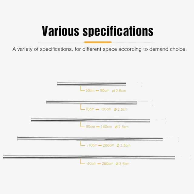 1pc Free Punching Telescopic Shower Curtain Rod – Stainless Steel Clothes Drying & Wardrobe Hanger Rod for Bathroom & Curtain Use