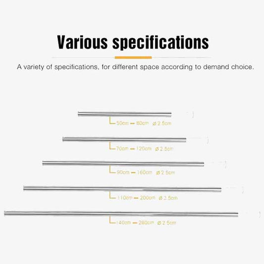 1pc Free Punching Telescopic Shower Curtain Rod – Stainless Steel Clothes Drying & Wardrobe Hanger Rod for Bathroom & Curtain Use