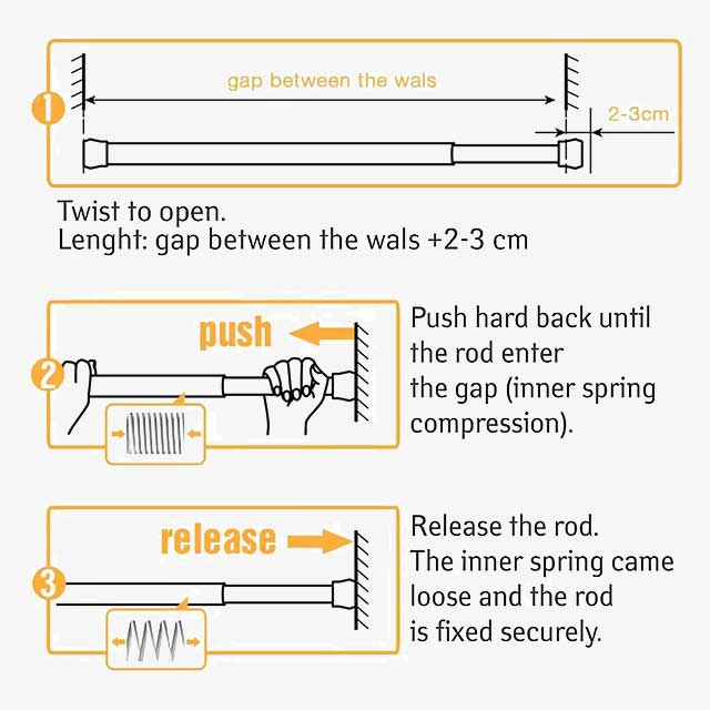 1pc Free Punching Telescopic Shower Curtain Rod – Stainless Steel Clothes Drying & Wardrobe Hanger Rod for Bathroom & Curtain Use