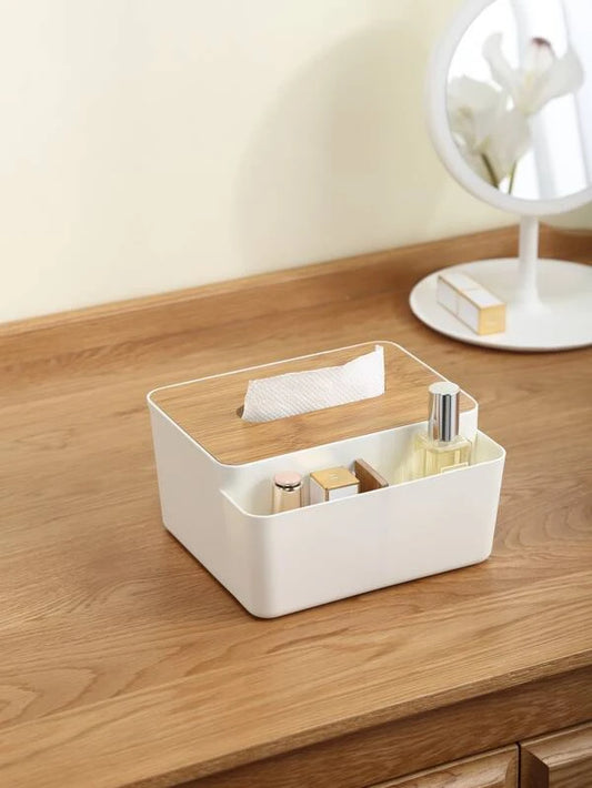 1pc Multifunction PP Desktop Storage Box, Minimalist White Desktop Organizer For Home