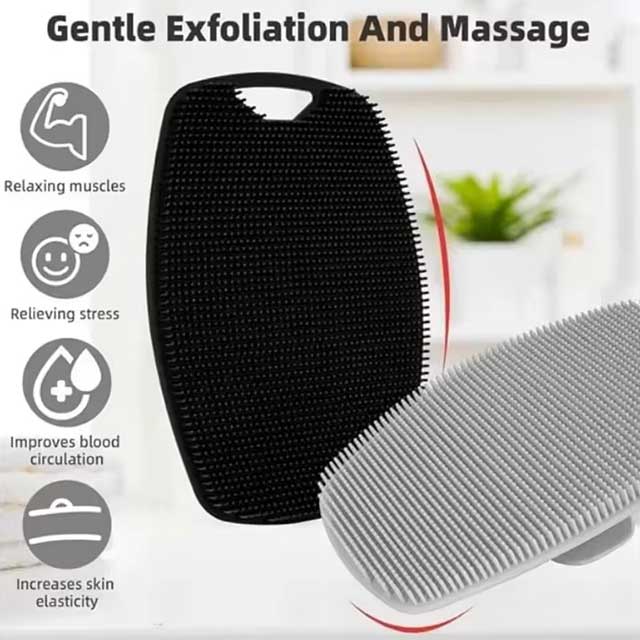 1pc Soft Silicone Exfoliating Brush – Manual Body Cleansing Scrubber for Gentle Massage, Shower Bath Brush for Men