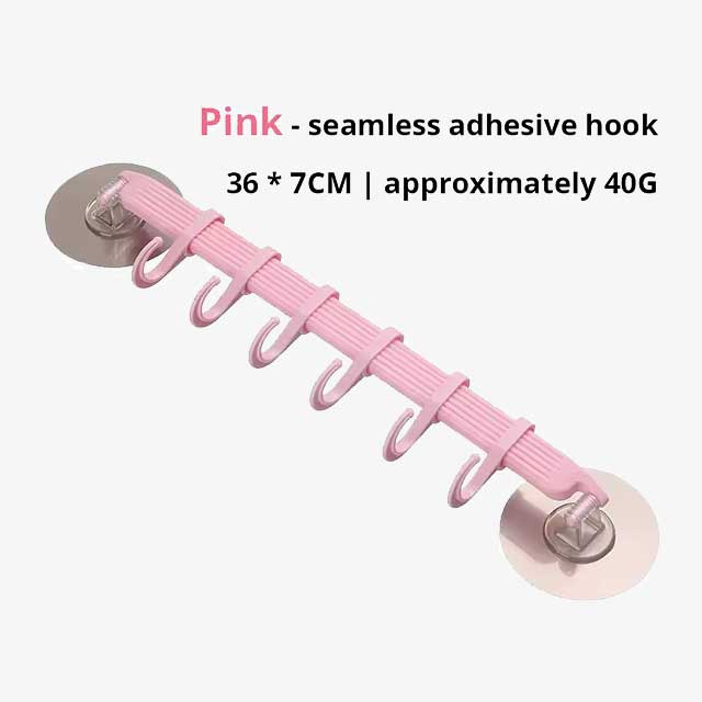 1pc Suction Cup Hook 6 Rows for Kitchen & Bathroom - Corner Suspension Hanger, Mark-Free, Durable