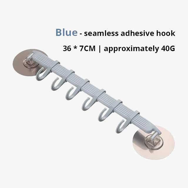 1pc Suction Cup Hook 6 Rows for Kitchen & Bathroom - Corner Suspension Hanger, Mark-Free, Durable