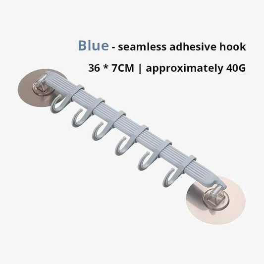 1pc Suction Cup Hook 6 Rows for Kitchen & Bathroom - Corner Suspension Hanger, Mark-Free, Durable