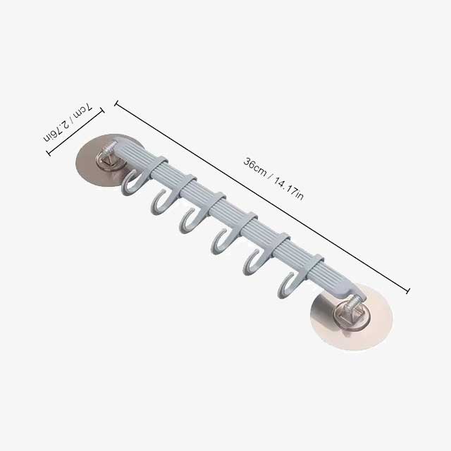 1pc Suction Cup Hook 6 Rows for Kitchen & Bathroom - Corner Suspension Hanger, Mark-Free, Durable