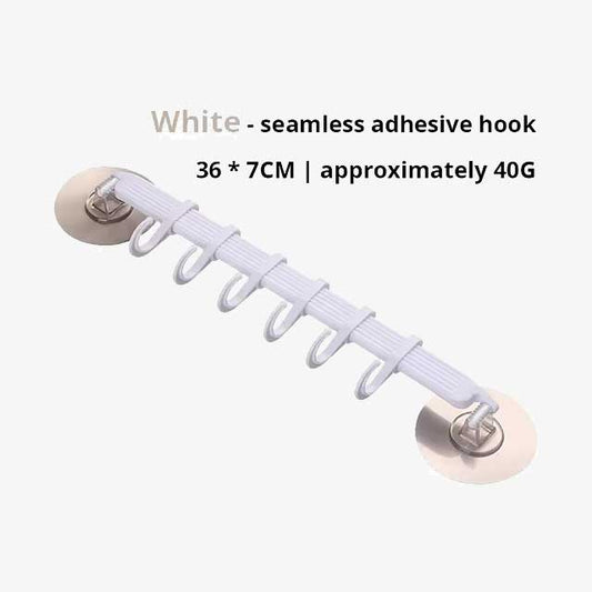 1pc Suction Cup Hook 6 Rows for Kitchen & Bathroom - Corner Suspension Hanger, Mark-Free, Durable