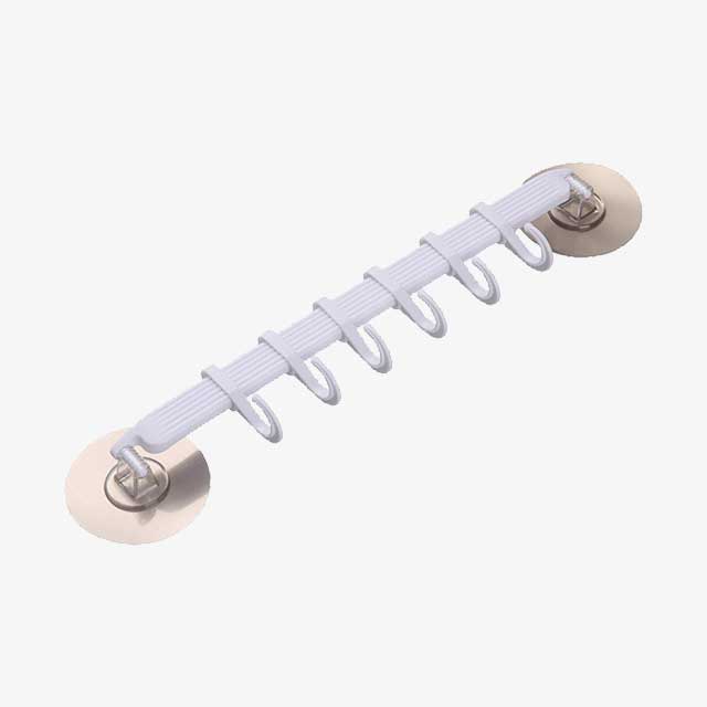 1pc Suction Cup Hook 6 Rows for Kitchen & Bathroom - Corner Suspension Hanger, Mark-Free, Durable