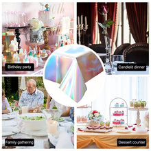 [137*183CM] 1pc Laser Rainbow Holographic Tablecloth – Iridescent Disposable Party Cover – Shiny Neon Table Decoration for Weddings, Birthdays, and Disco Festivals