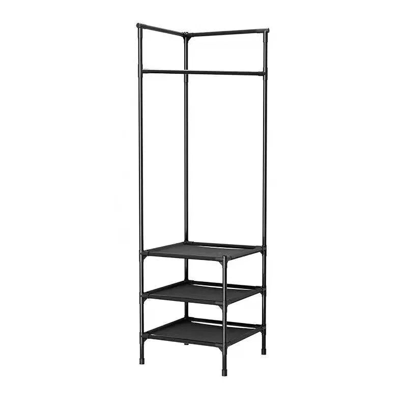 Multifunctional Corner Coat Rack with Shelves – Space Saving Clothes Organizer Stand with Shoe Storage & Double Hanging Rod