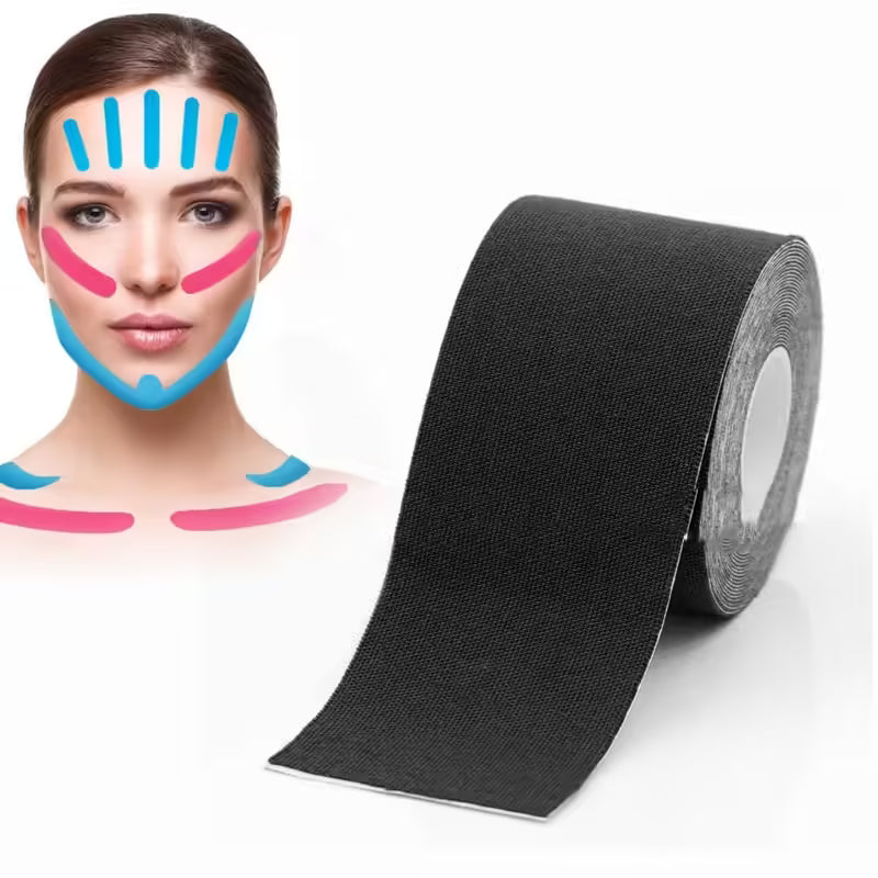 Bande de kinésiologie 2,5 cm x 5 m pour le visage, le cou et les yeux - Effet liftant et anti-rides - Outil de soin du visage 