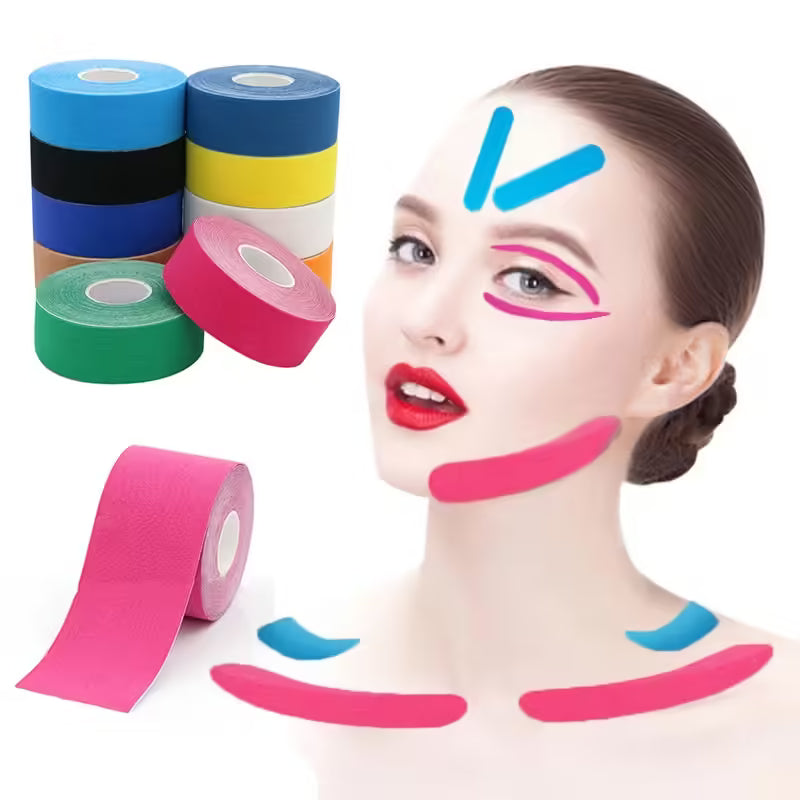 2.5CM*5M Kinesiology Tape for Face V Line Neck Eyes - Lifting Wrinkle Remover Sticker Tape - Face Skin Care Tool