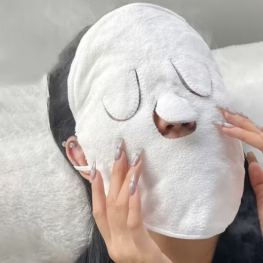Masque de soin du visage en coton compresse chaude - Serviette visage humide et chaude pour des pores propres - Outil de soin du visage