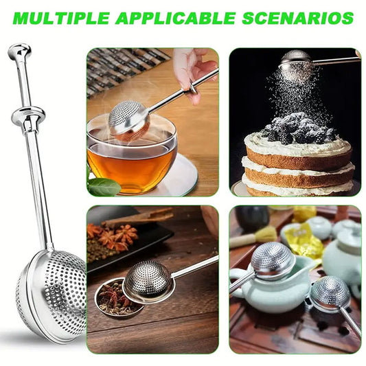 2/4pcs Stainless Steel Tea Strainer Set – Press-Style Infuser & Telescopic Tea Ball Filter for Easy Brewing, Ideal for Home, Office & Restaurant