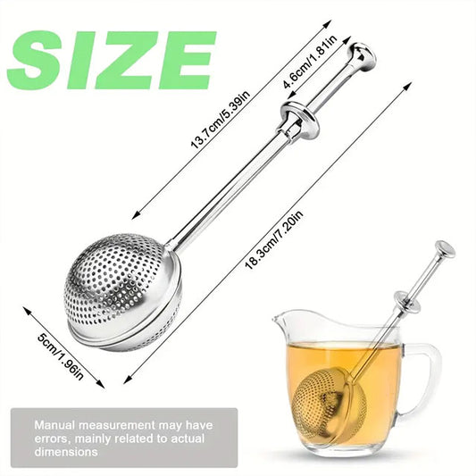 2/4pcs Stainless Steel Tea Strainer Set – Press-Style Infuser & Telescopic Tea Ball Filter for Easy Brewing, Ideal for Home, Office & Restaurant