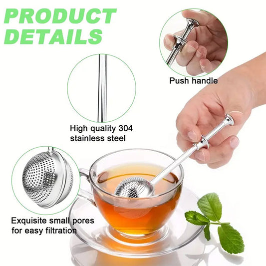 2/4pcs Stainless Steel Tea Strainer Set – Press-Style Infuser & Telescopic Tea Ball Filter for Easy Brewing, Ideal for Home, Office & Restaurant