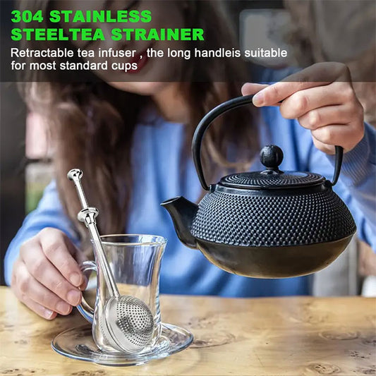 2/4pcs Stainless Steel Tea Strainer Set – Press-Style Infuser & Telescopic Tea Ball Filter for Easy Brewing, Ideal for Home, Office & Restaurant