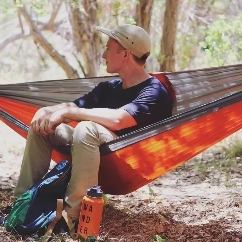 Adventure-Ready Portable Camping Hammock - High Strength Parachute Fabric, Nylon Color Matching, Single Person Hanging Bed