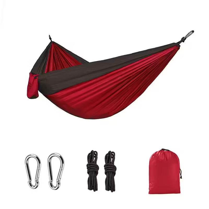 Adventure-Ready Portable Camping Hammock - High Strength Parachute Fabric, Nylon Color Matching, Single Person Hanging Bed