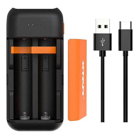 XTAR PC2 2-Bay USB C 18650 Battery Charger – Fast 2A Charging for 18650 &amp; 21700 Batteries, Blue