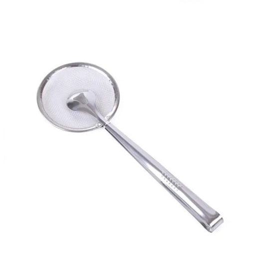 2-in-1 Strainer Spoon with Clip – Stainless Steel Frying Skimmer & Food Tongs for Kitchen Cooking