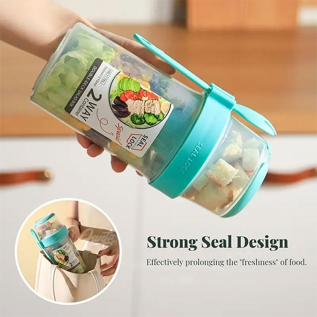 2-Pack Overnight Oats Containers – 2-Tier Portable Breakfast Cups with Lid & Spoon