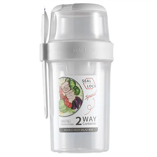 2-Pack Overnight Oats Containers – 2-Tier Portable Breakfast Cups with Lid & Spoon