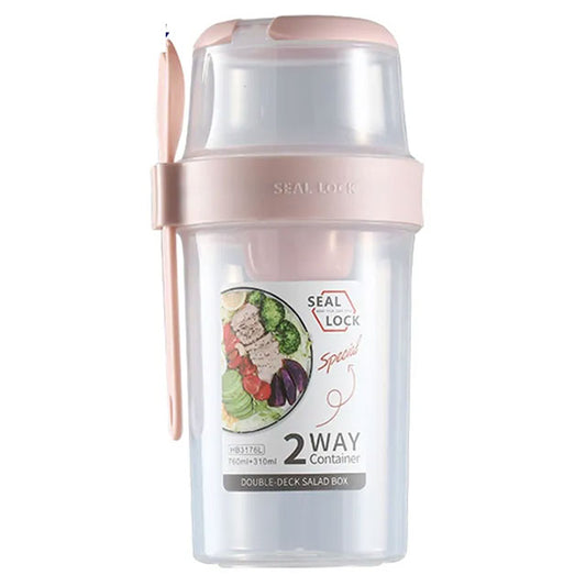 2-Pack Overnight Oats Containers – 2-Tier Portable Breakfast Cups with Lid & Spoon