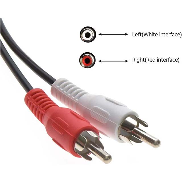 2-Pack RCA Audio Cable – Male to Male (2 White &amp; 2 Red Connectors) for Home Theater, Hi-Fi &amp; Audio Systems