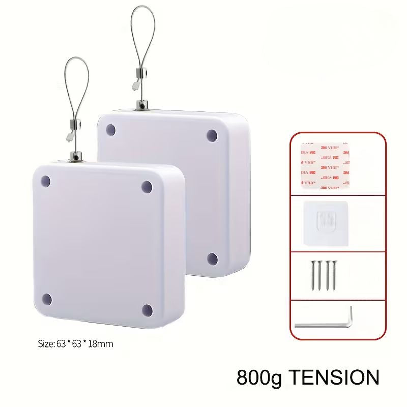 Ferme-porte automatique sans perçage – Tire-câble en acier haute tension de 800 g – Ferme-porte à capteur réglable avec adhésif puissant pour la maison, le bureau et les portes intérieures coulissantes